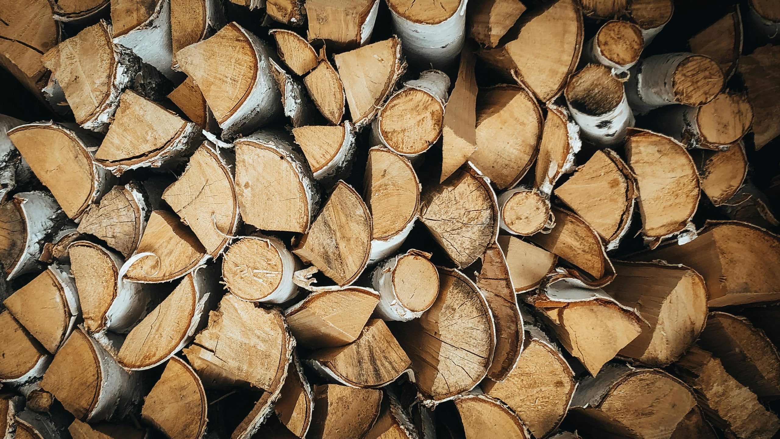 Big pile of splitted wood.